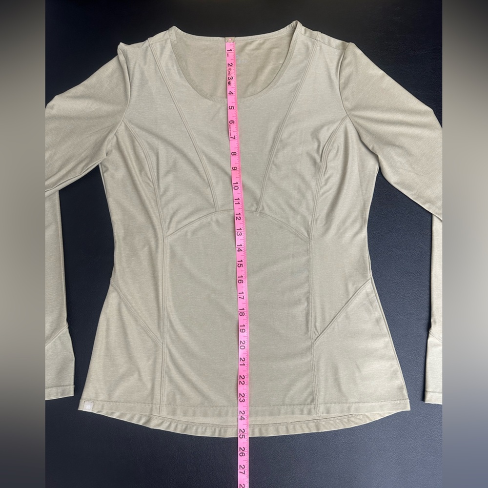 Athleta Canyon Lands 2 Tan Long Sleeve Workout Base Layer Top- size Small - Picture 6 of 8